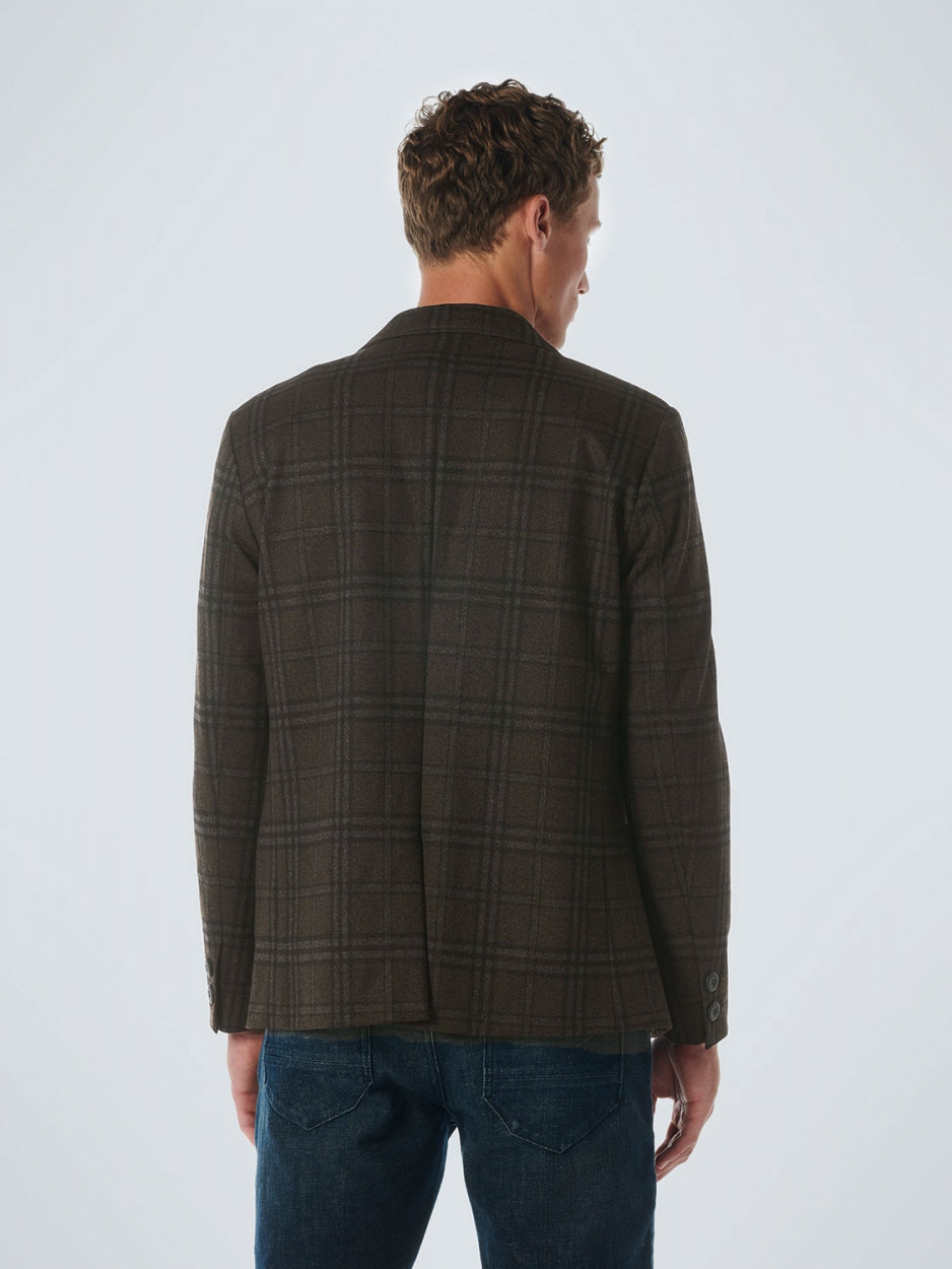 Blazer Jersey Stretch Check | Coffee