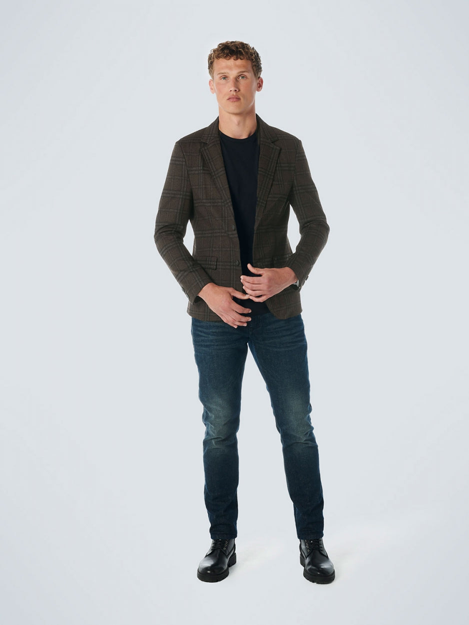 Blazer Jersey Stretch Check | Coffee
