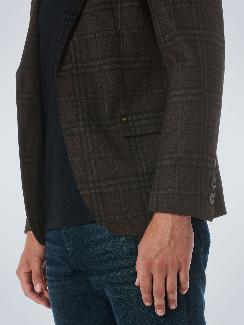 Blazer Jersey Stretch Check | Coffee
