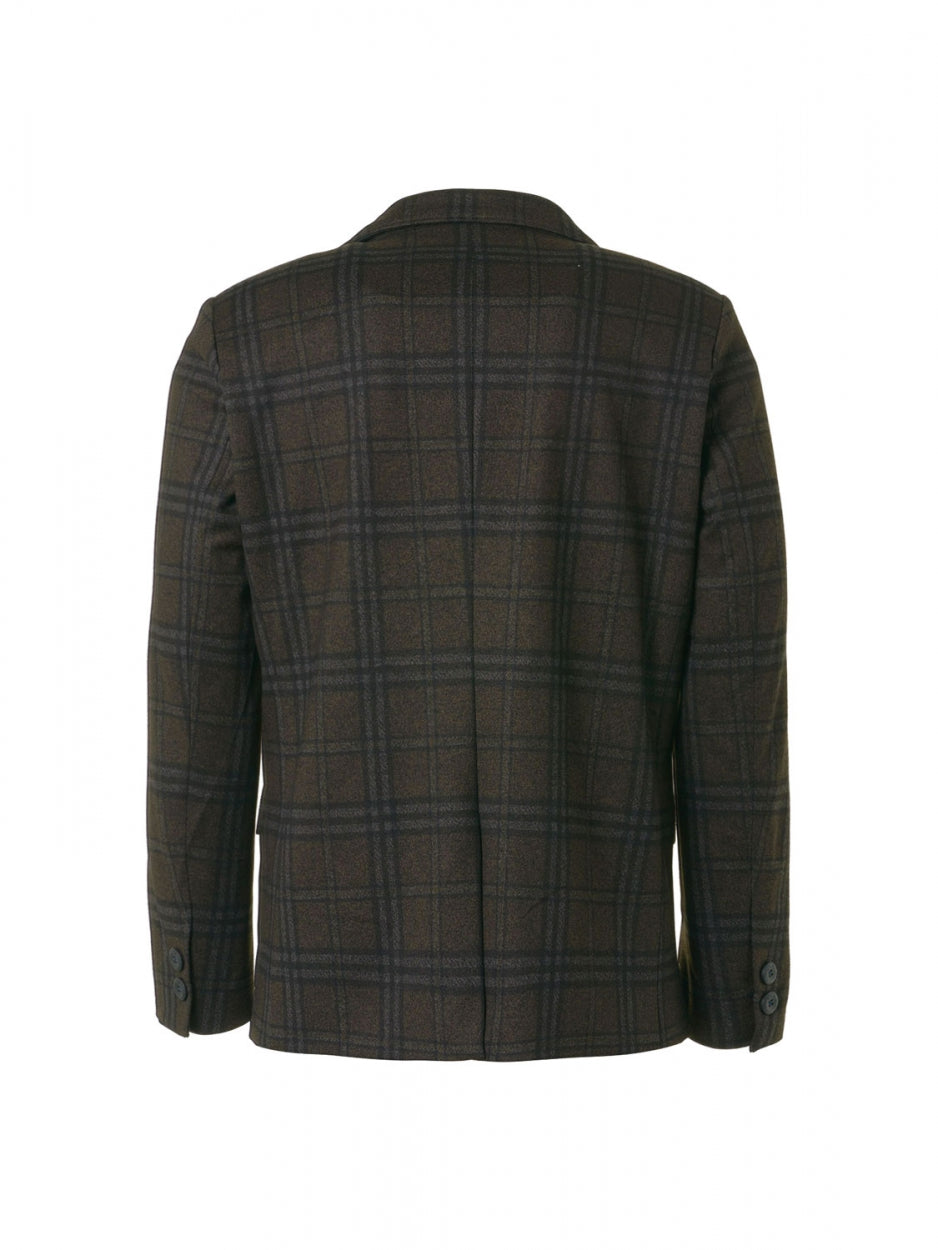 Blazer Jersey Stretch Check | Coffee