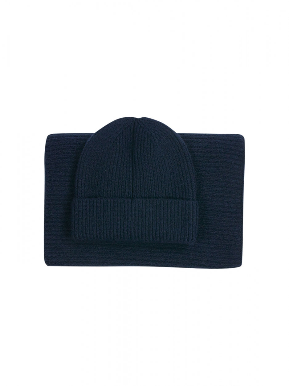 Beenie + Scarf Rib Knit Set | Night