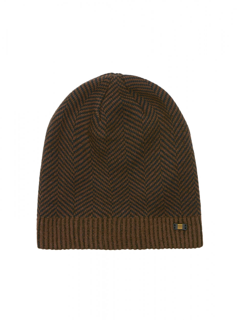 Beenie Zig Zag Jacquard Knit | Brown