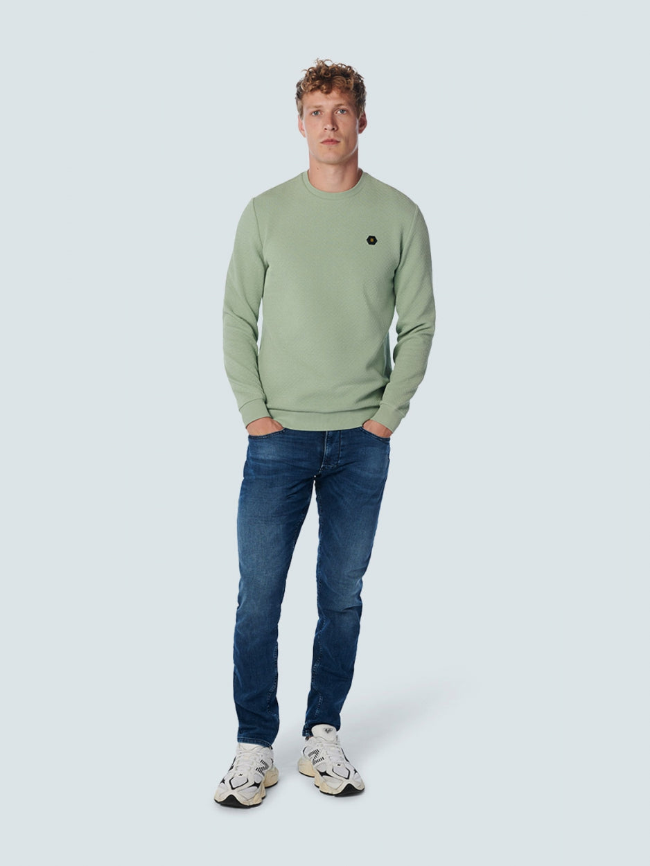 Sweater Crewneck Double Layer Jacquard Stretch | Light Seagreen
