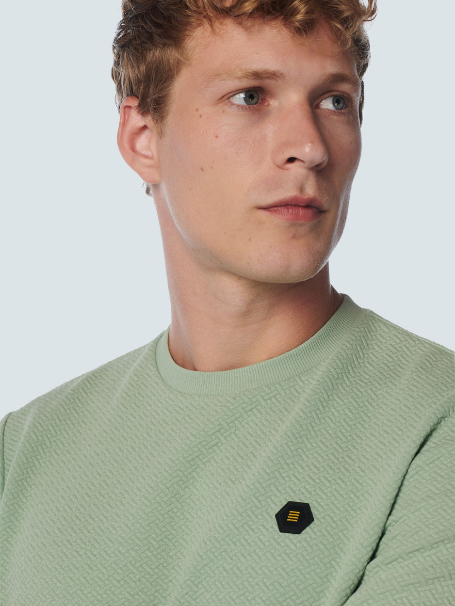 Sweater Crewneck Double Layer Jacquard Stretch | Light Seagreen