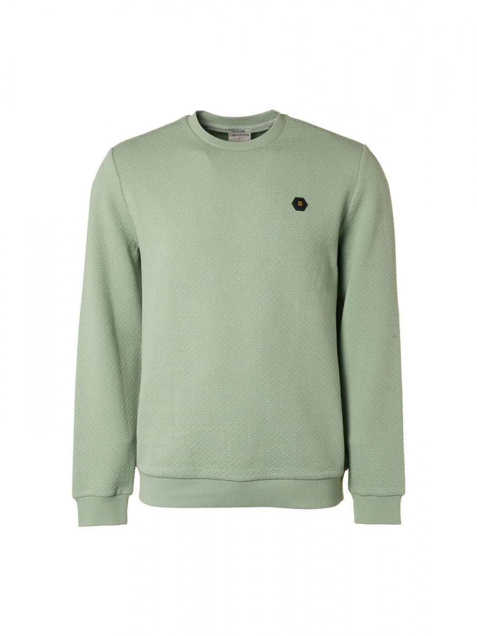 Sweater Crewneck Double Layer Jacquard Stretch | Light Seagreen