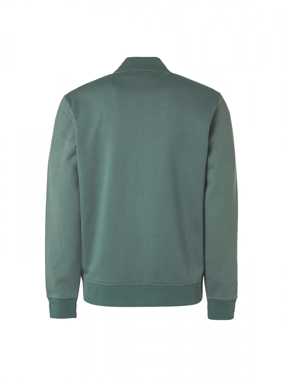 Sweater Full Zipper Waffle Jacquard Stretch Bomber | Steel