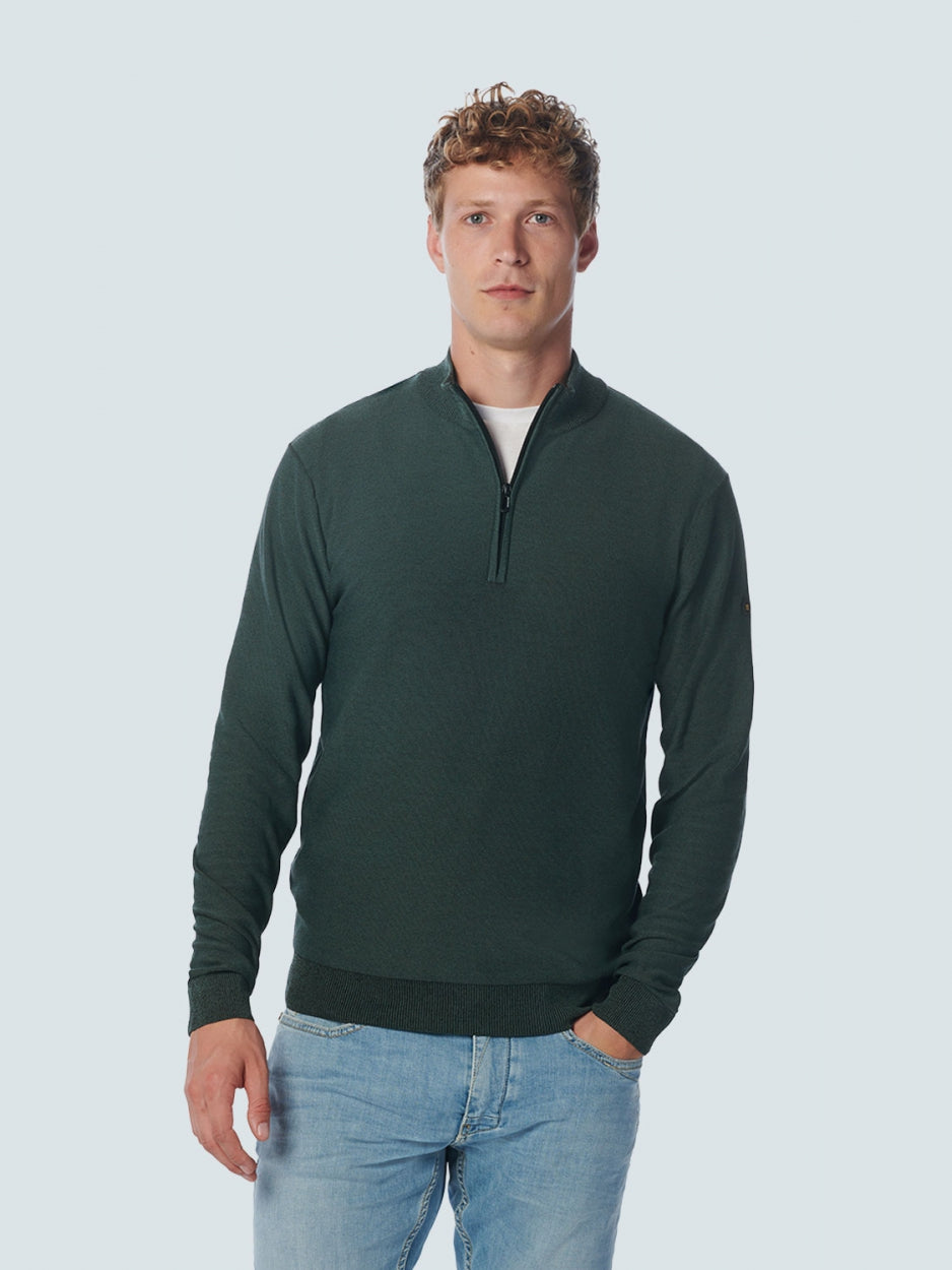 Pullover Half Zip 2 Coloured Jacquard | Steel