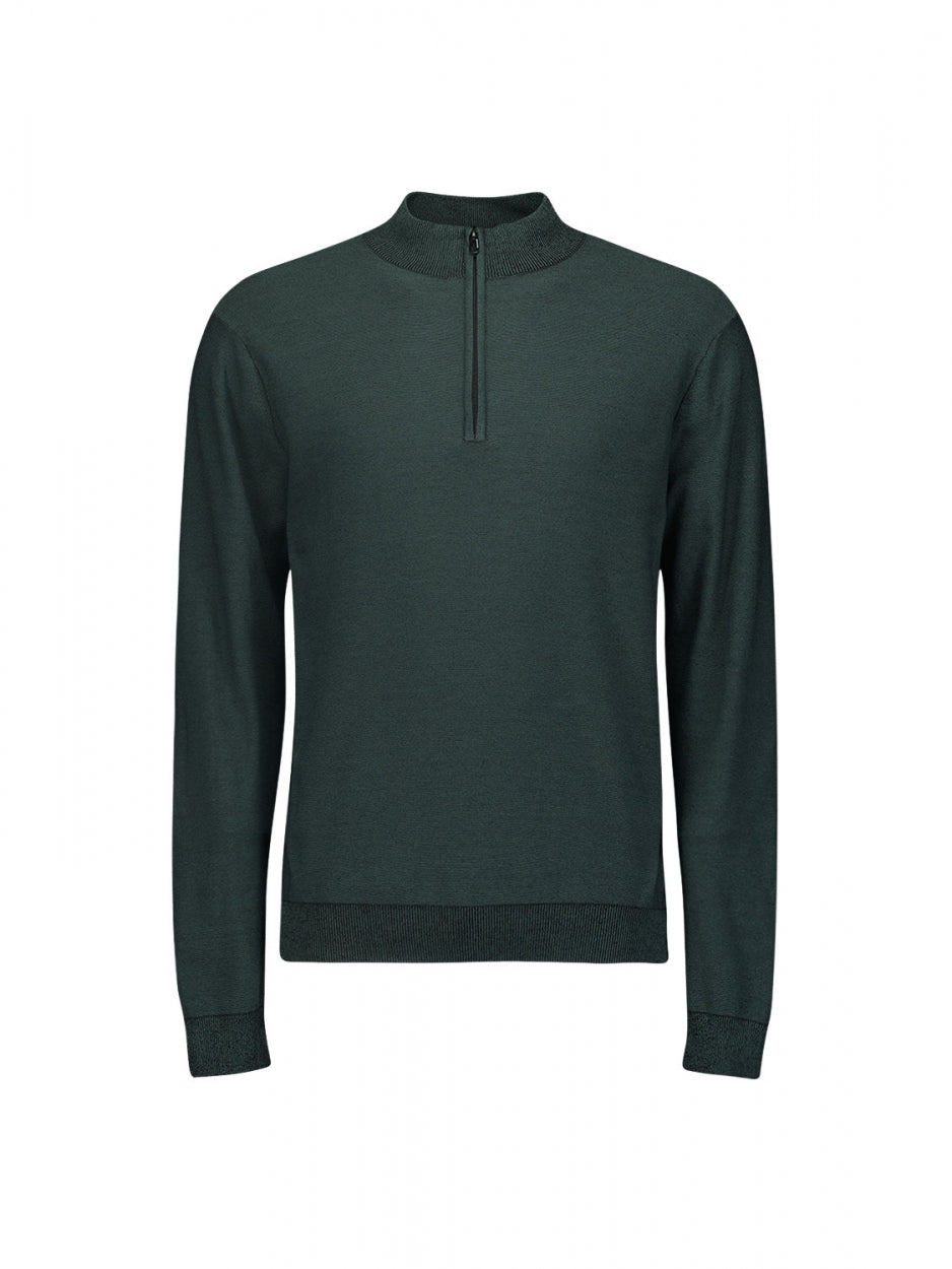 Pullover Half Zip 2 Coloured Jacquard | Steel