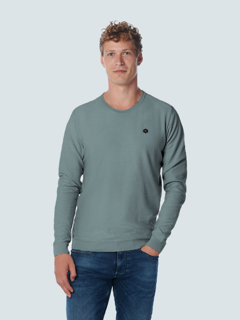 Pullover Crewneck Jacquard With Contrast Colour Inside | Steel