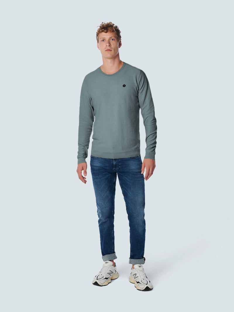 Pullover Crewneck Jacquard With Contrast Colour Inside | Steel