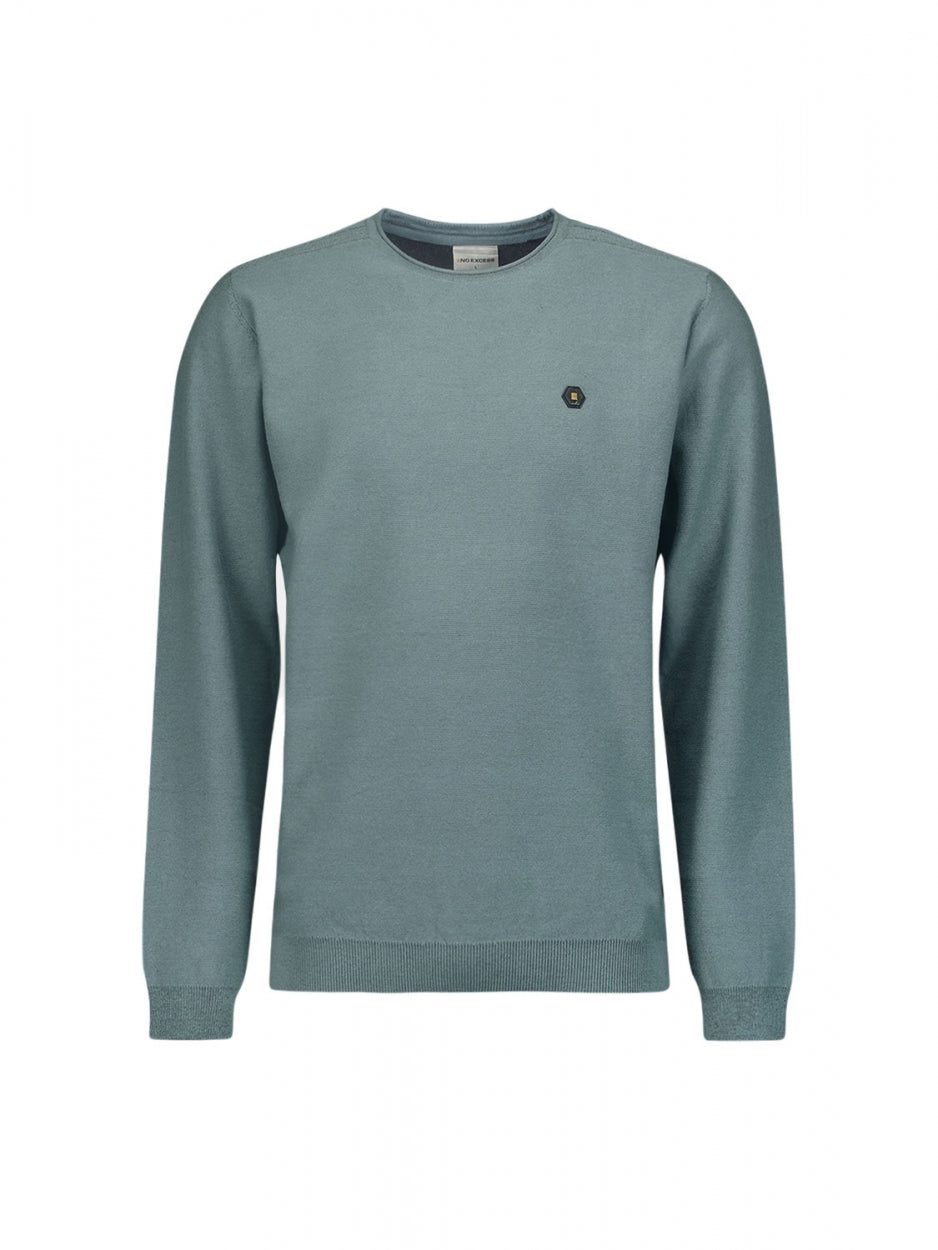 Pullover Crewneck Jacquard With Contrast Colour Inside | Steel