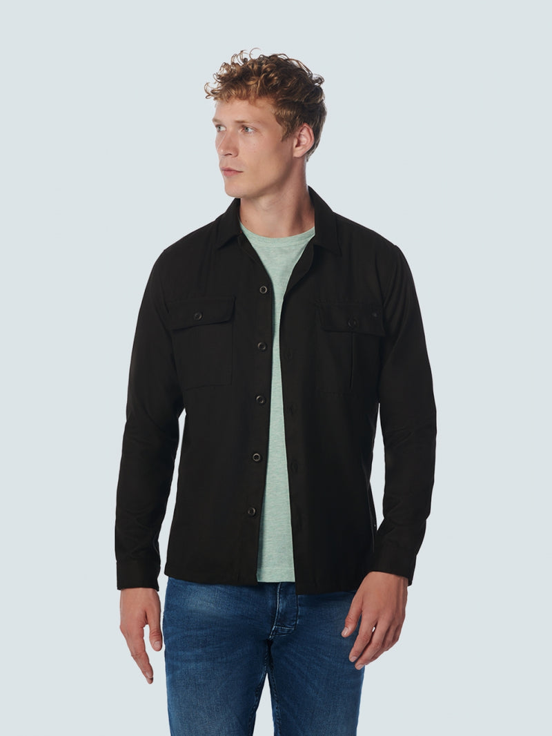 Overshirt Button Closure Solid | Black
