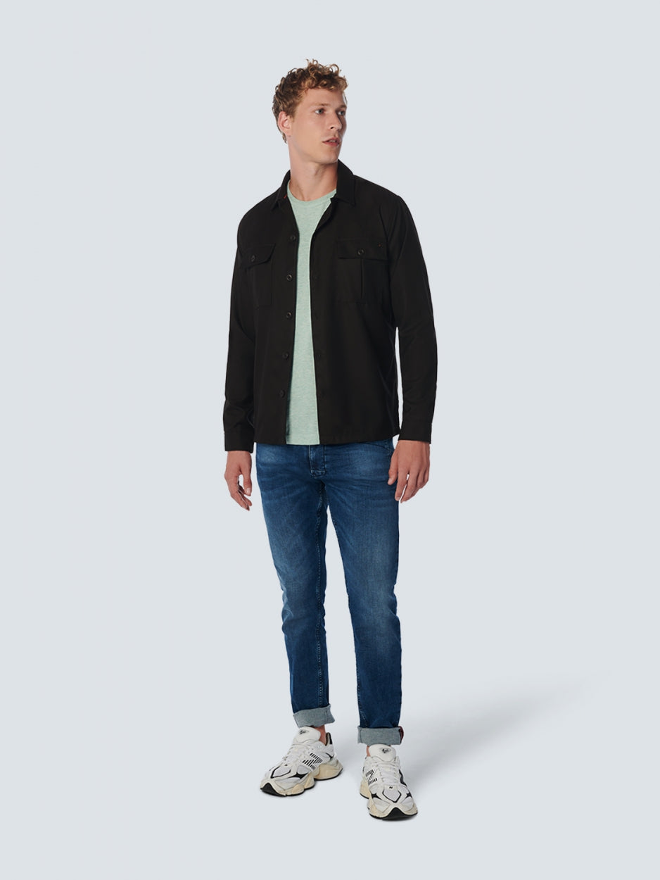 Overshirt Button Closure Solid | Black