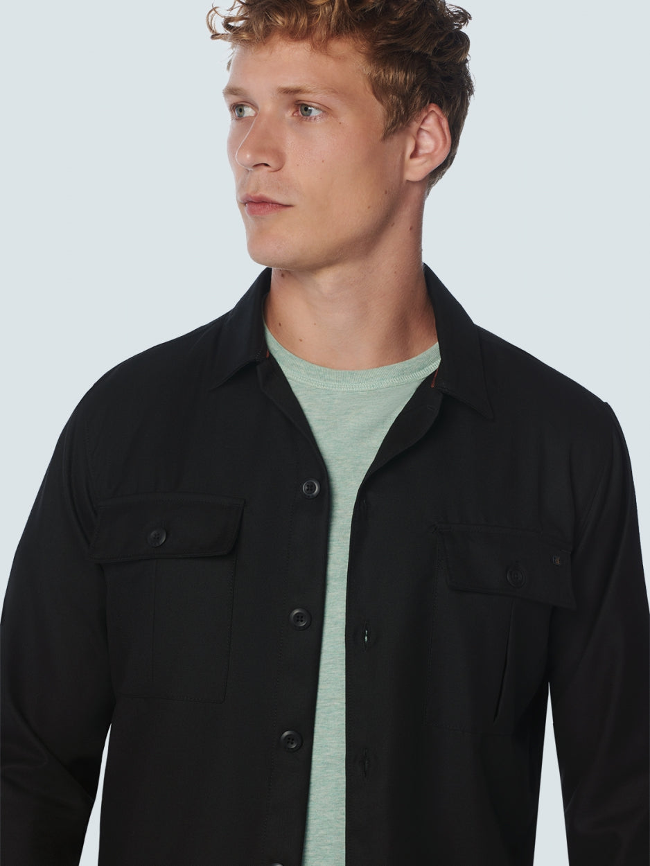 Overshirt Button Closure Solid | Black