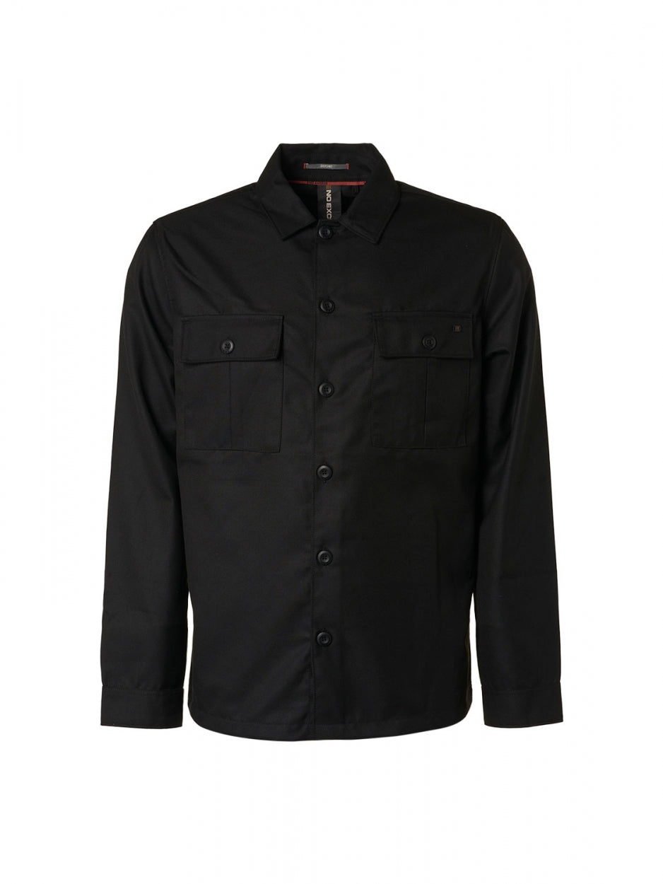Overshirt Button Closure Solid | Black