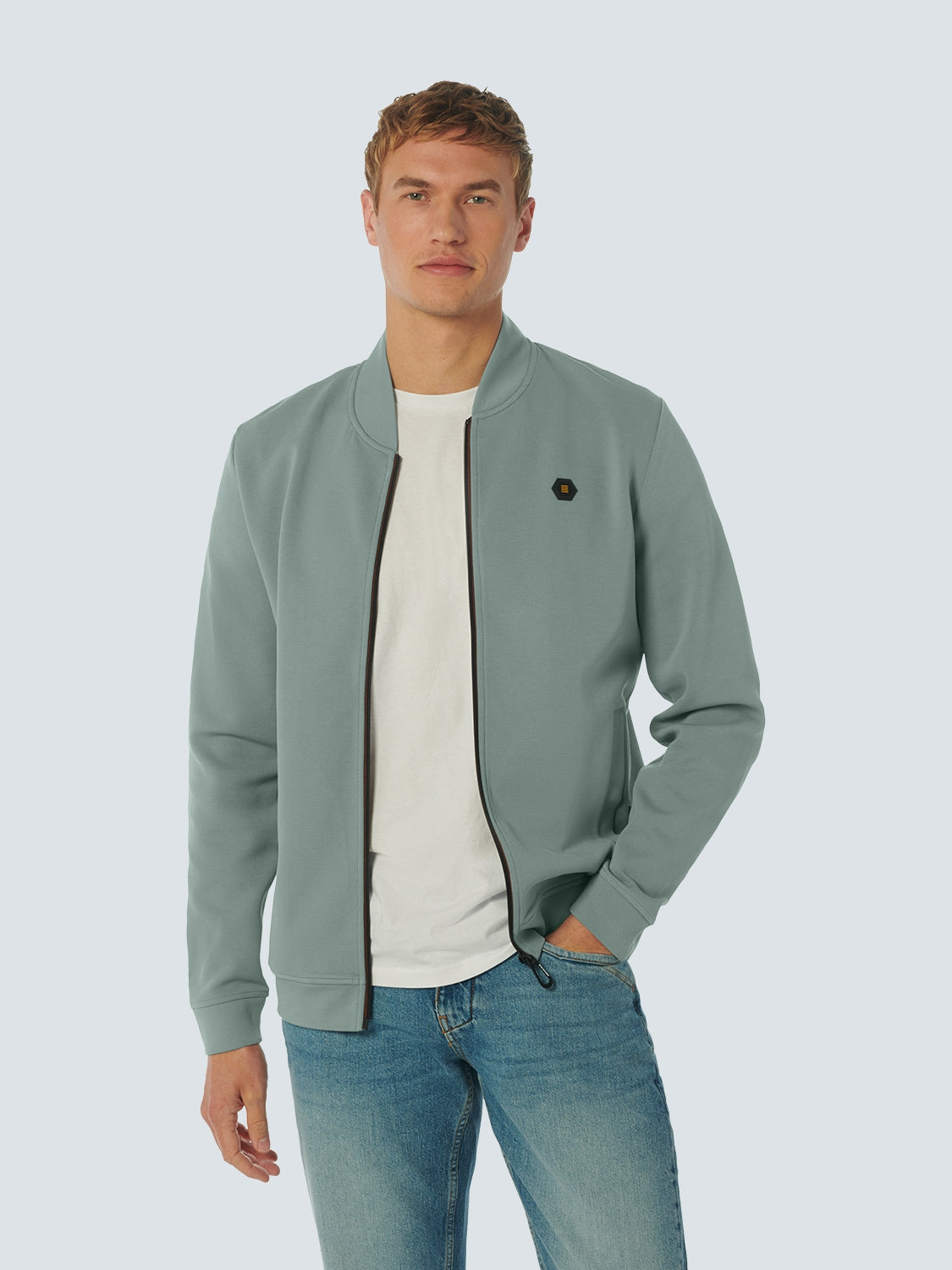 Sweater Full Zipper Pique Bomber | Zinc