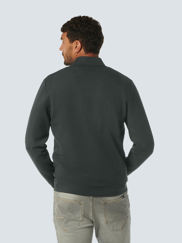 Sweater Full Zipper Pique Bomber | Dark Steel
