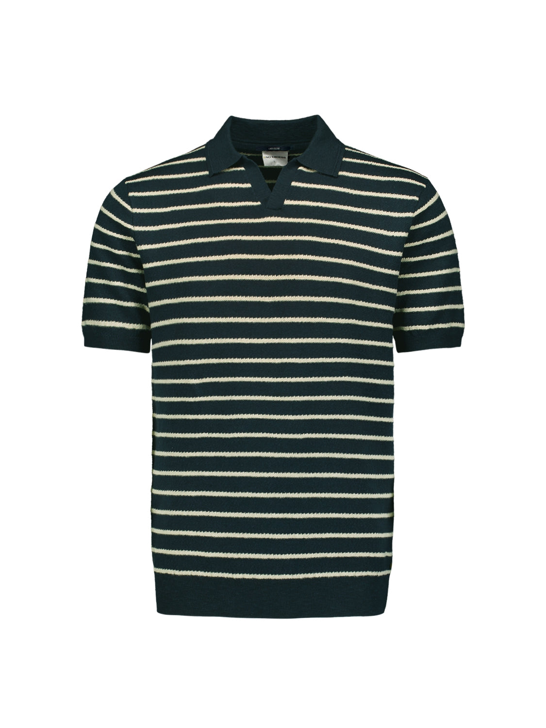 Pullover Short Sleeve Polo 2 Coloured Stripe With Linen | Night