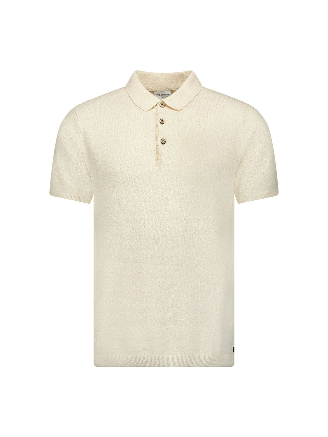 Pullover Short Sleeve Polo Solid Relief Knit | Cream