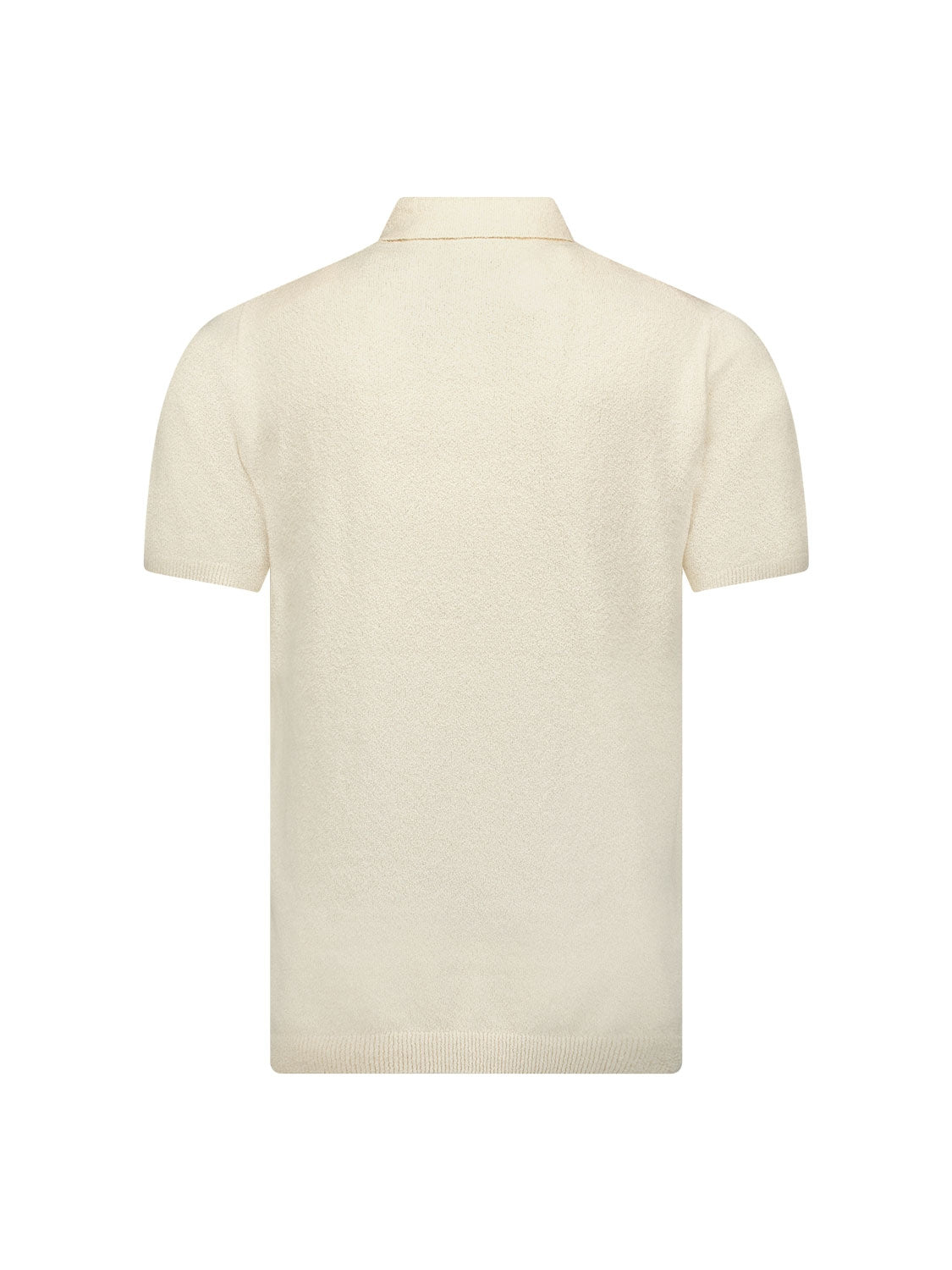Pullover Short Sleeve Polo Solid Relief Knit | Cream
