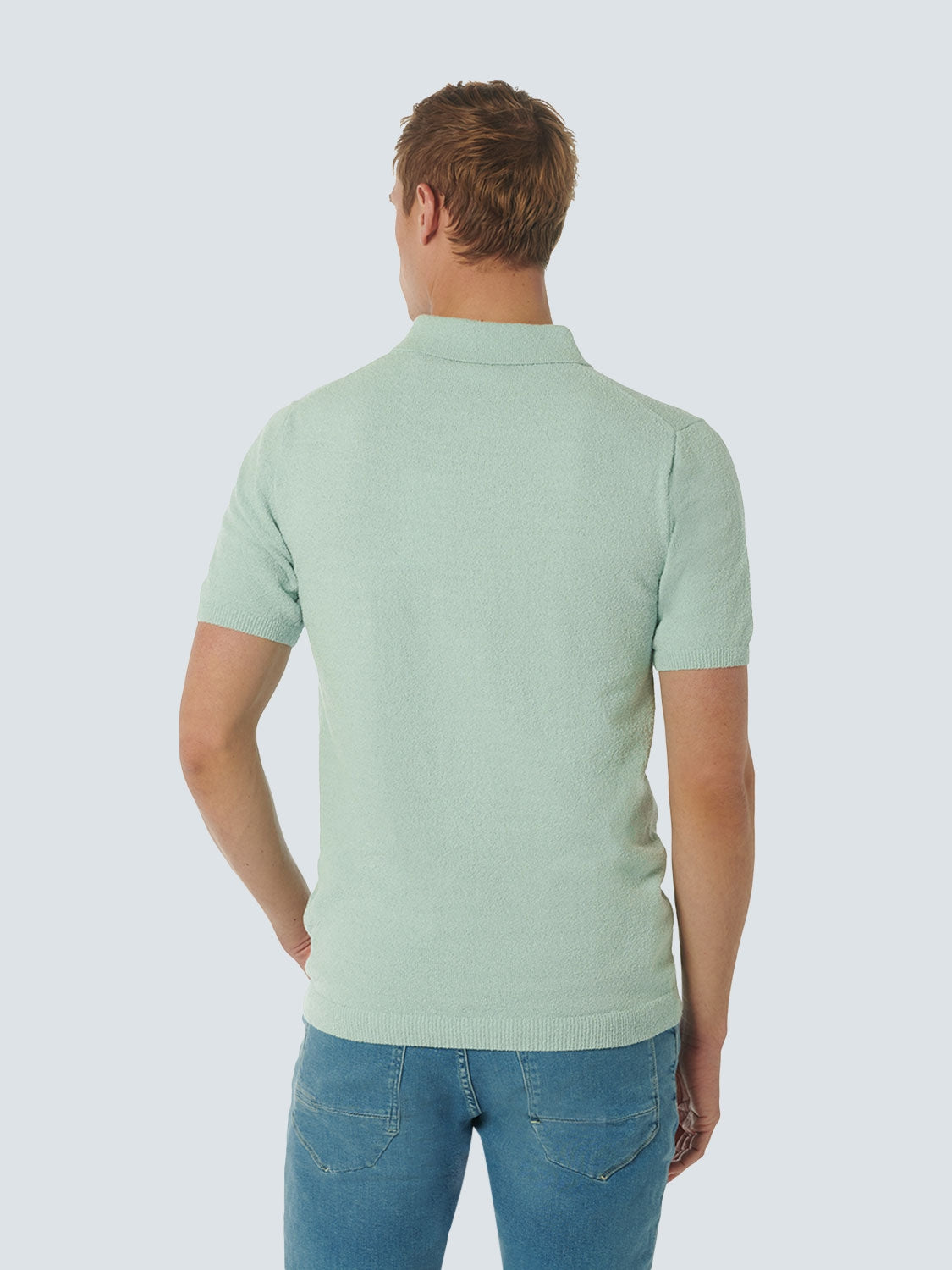 Pullover Short Sleeve Polo Solid Relief Knit | Mint