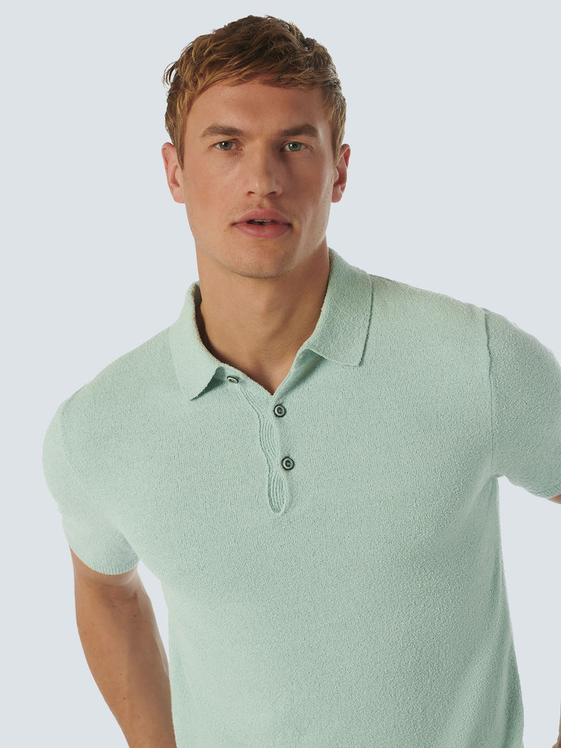 Knitted textured polo with button closure | Mint