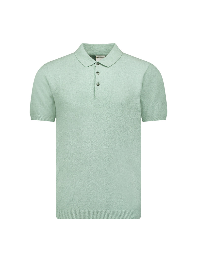 Pullover Short Sleeve Polo Solid Relief Knit | Mint
