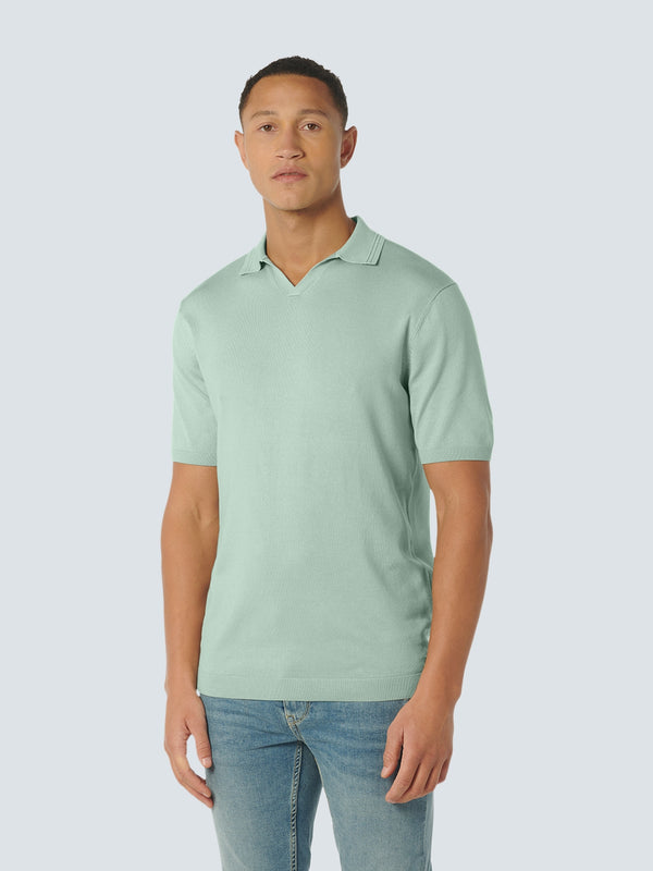 Knitted polo open collar viscose mix | Mint