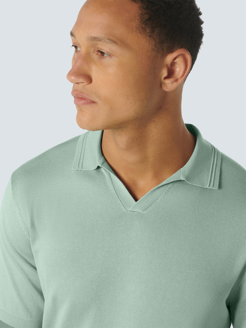 Knitted polo open collar viscose mix | Mint