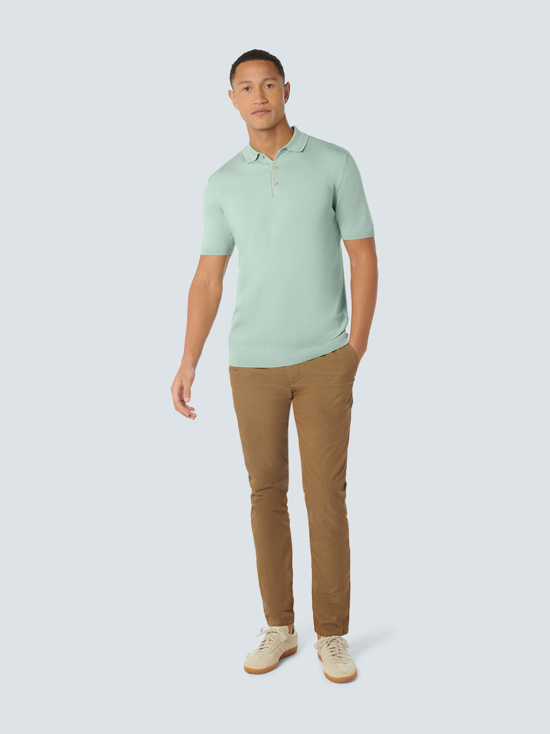 Pullover Short Sleeve Polo Button Solid | Mint