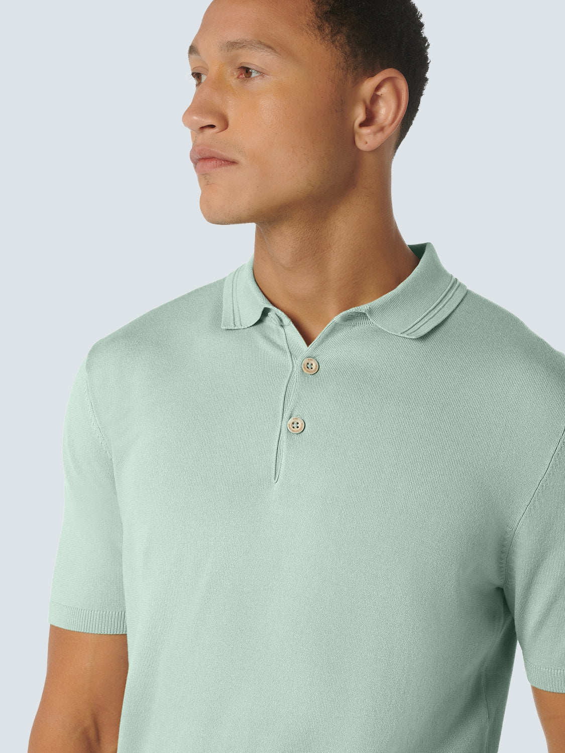Pullover Short Sleeve Polo Button Solid | Mint