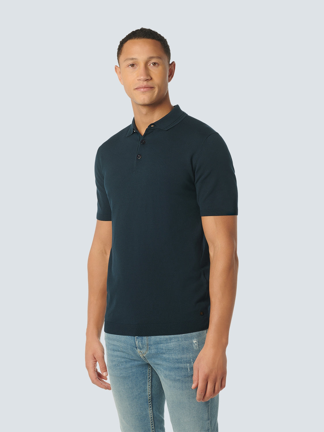 Pullover Short Sleeve Polo Button Solid | Night