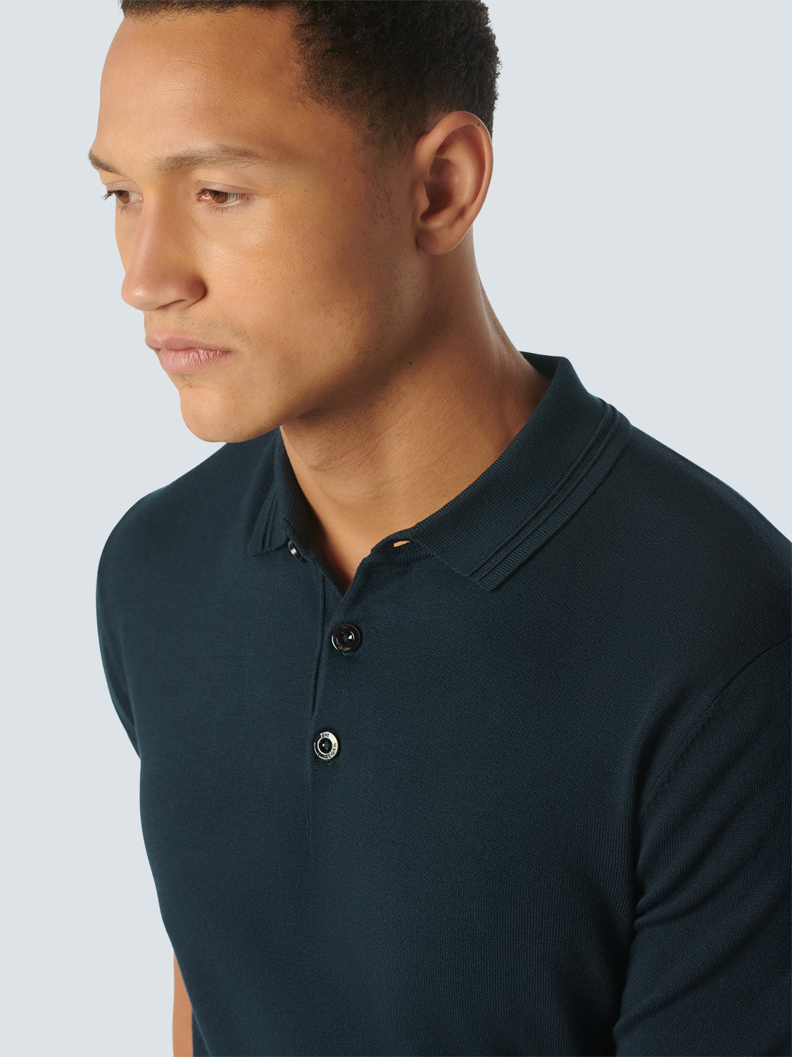 Pullover Short Sleeve Polo Button Solid | Night