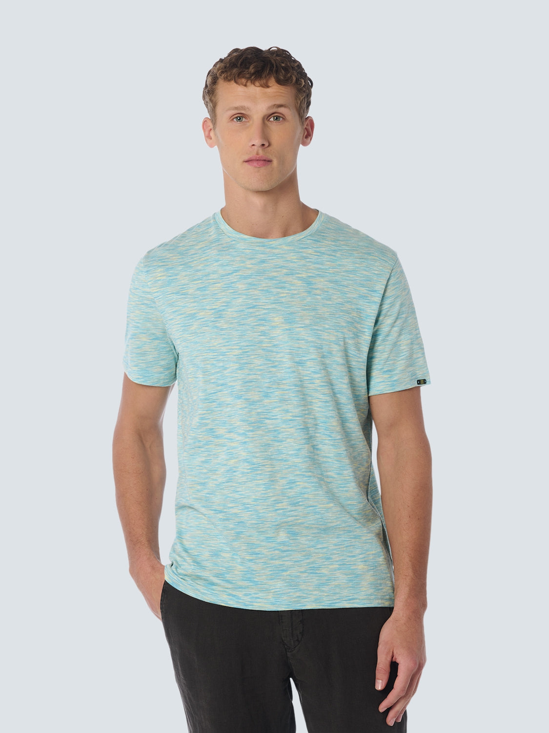 T-Shirt Crewneck Multi Coloured Melange Stripes | Aqua