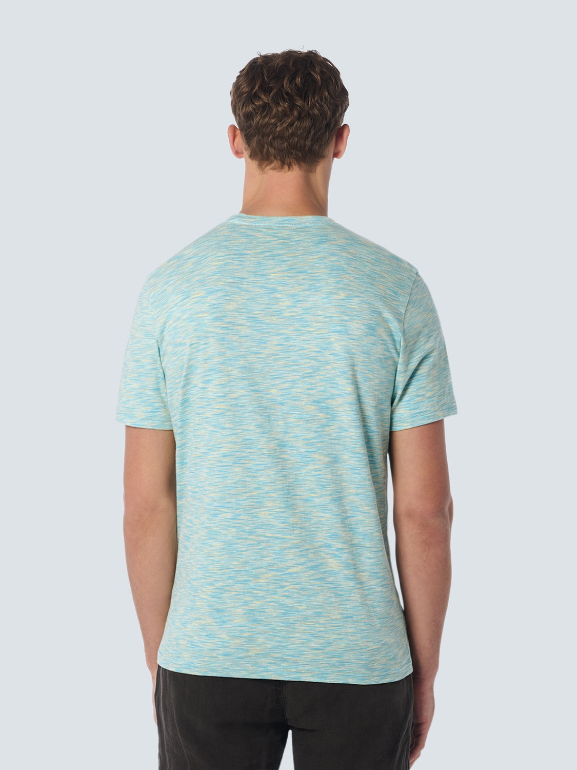 T-Shirt Crewneck Multi Coloured Melange Stripes | Aqua