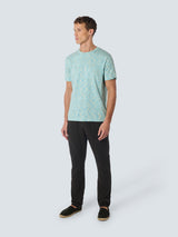 T-Shirt Crewneck Multi Coloured Melange Stripes | Aqua