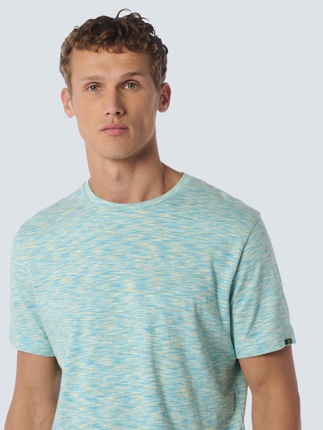 T-Shirt Crewneck Multi Coloured Melange Stripes | Aqua