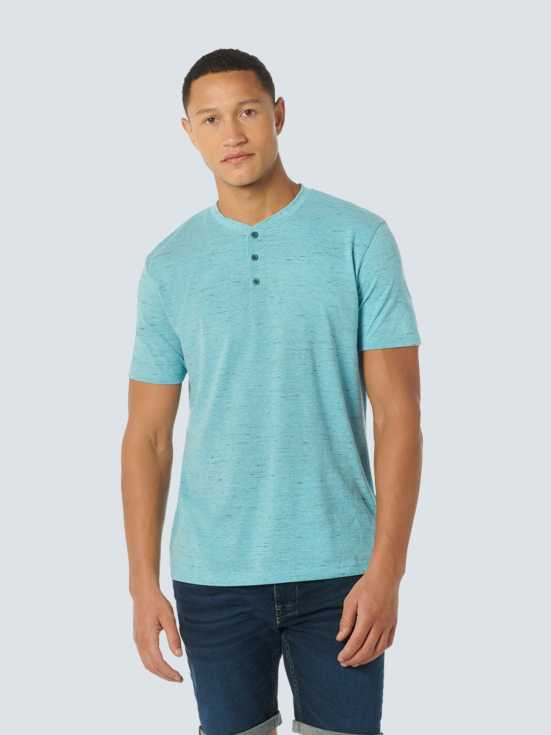 T-Shirt Granddad Melange | Aqua