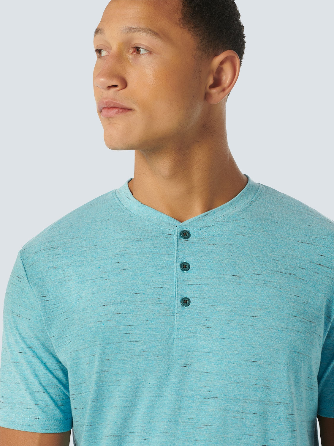 T-Shirt Granddad Melange | Aqua
