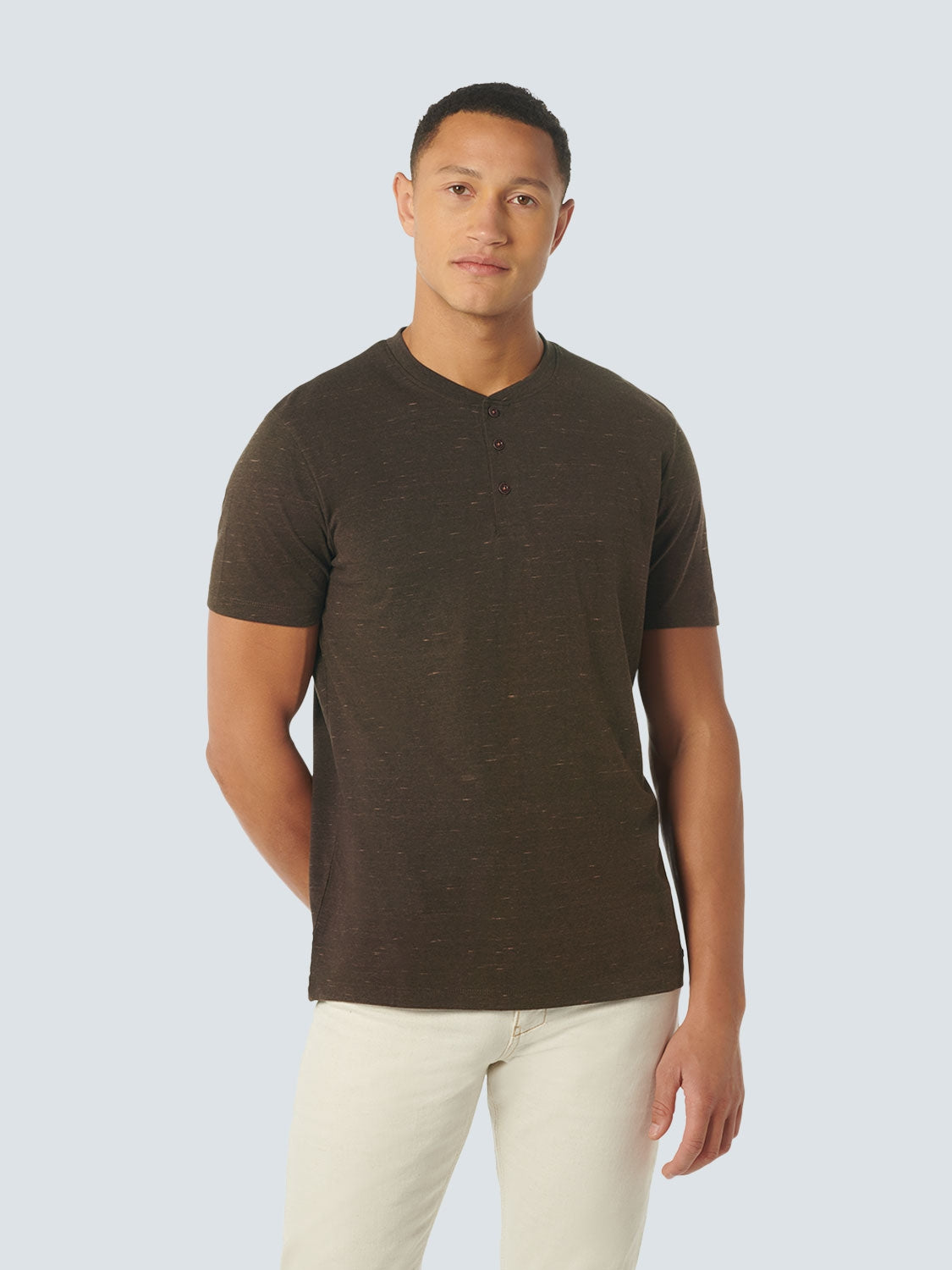 T-Shirt Granddad Melange | Coffee