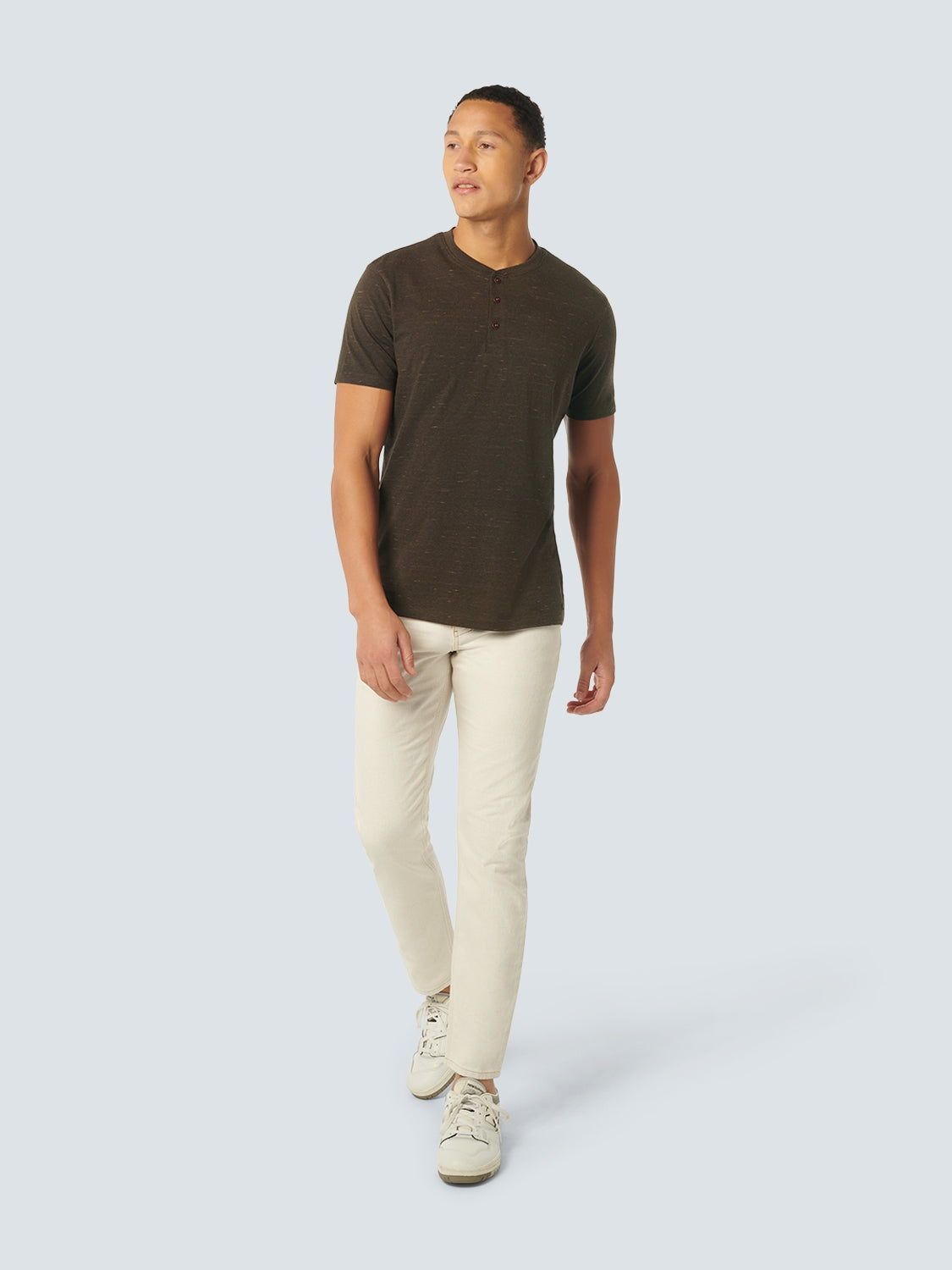 T-Shirt Granddad Melange | Coffee