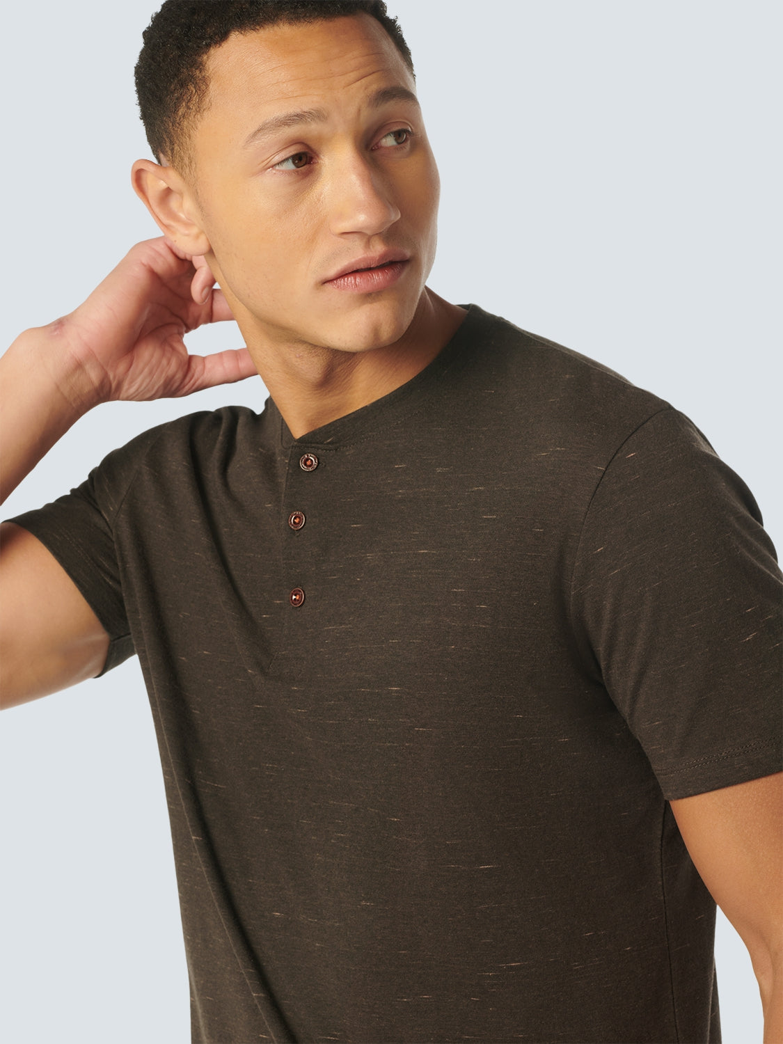 T-Shirt Granddad Melange | Coffee