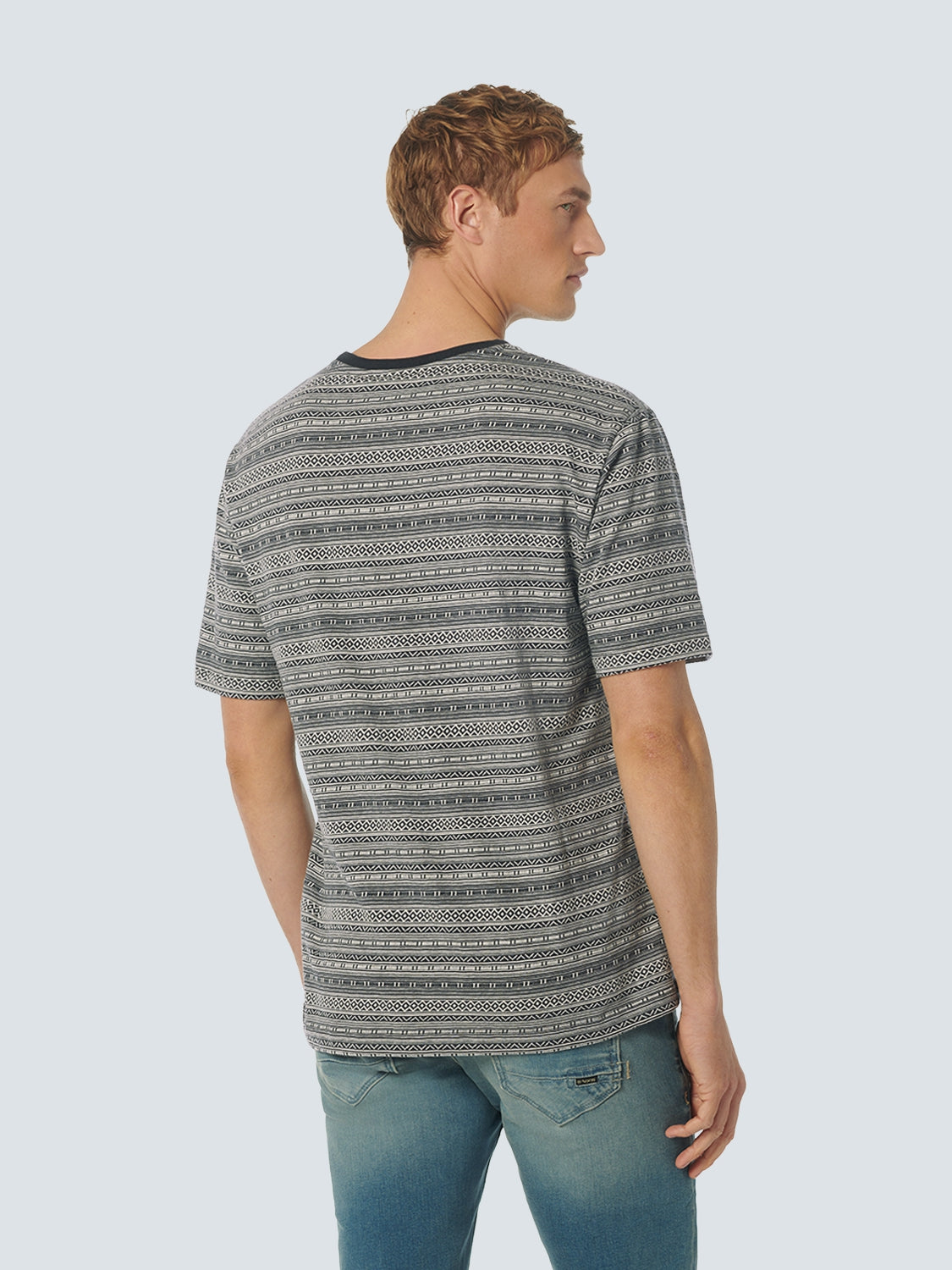 T-Shirt Crewneck 2 Coloured Jacquard Pattern | Cream