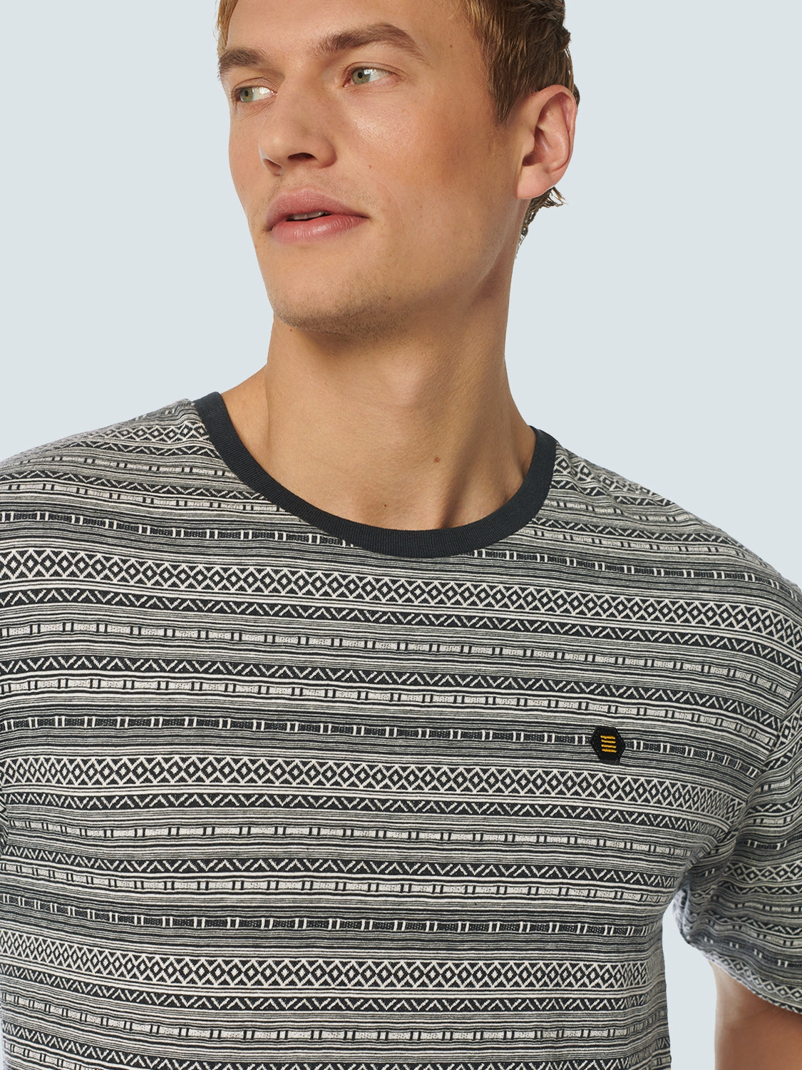T-Shirt Crewneck 2 Coloured Jacquard Pattern | Cream