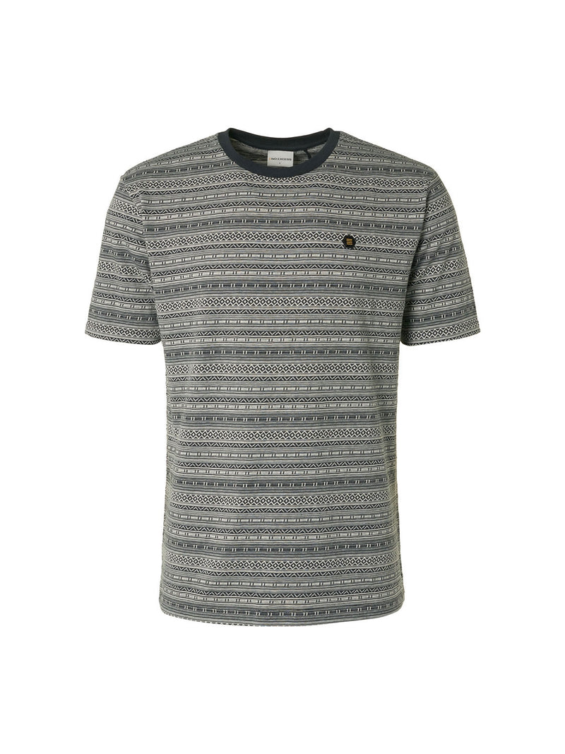 T-Shirt Crewneck 2 Coloured Jacquard Pattern | Cream