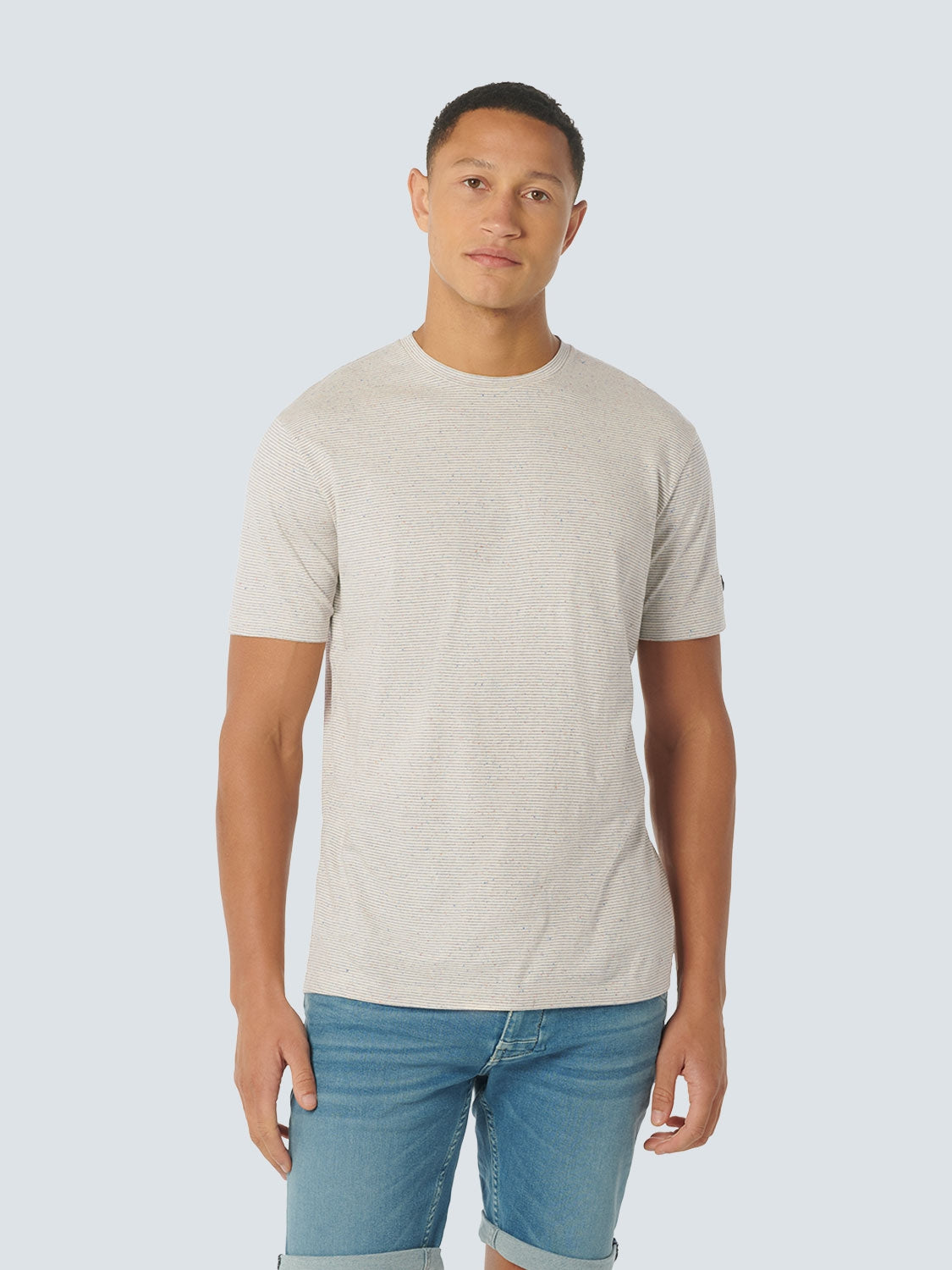 T-Shirt Crewneck Melange With Stripes | Cream