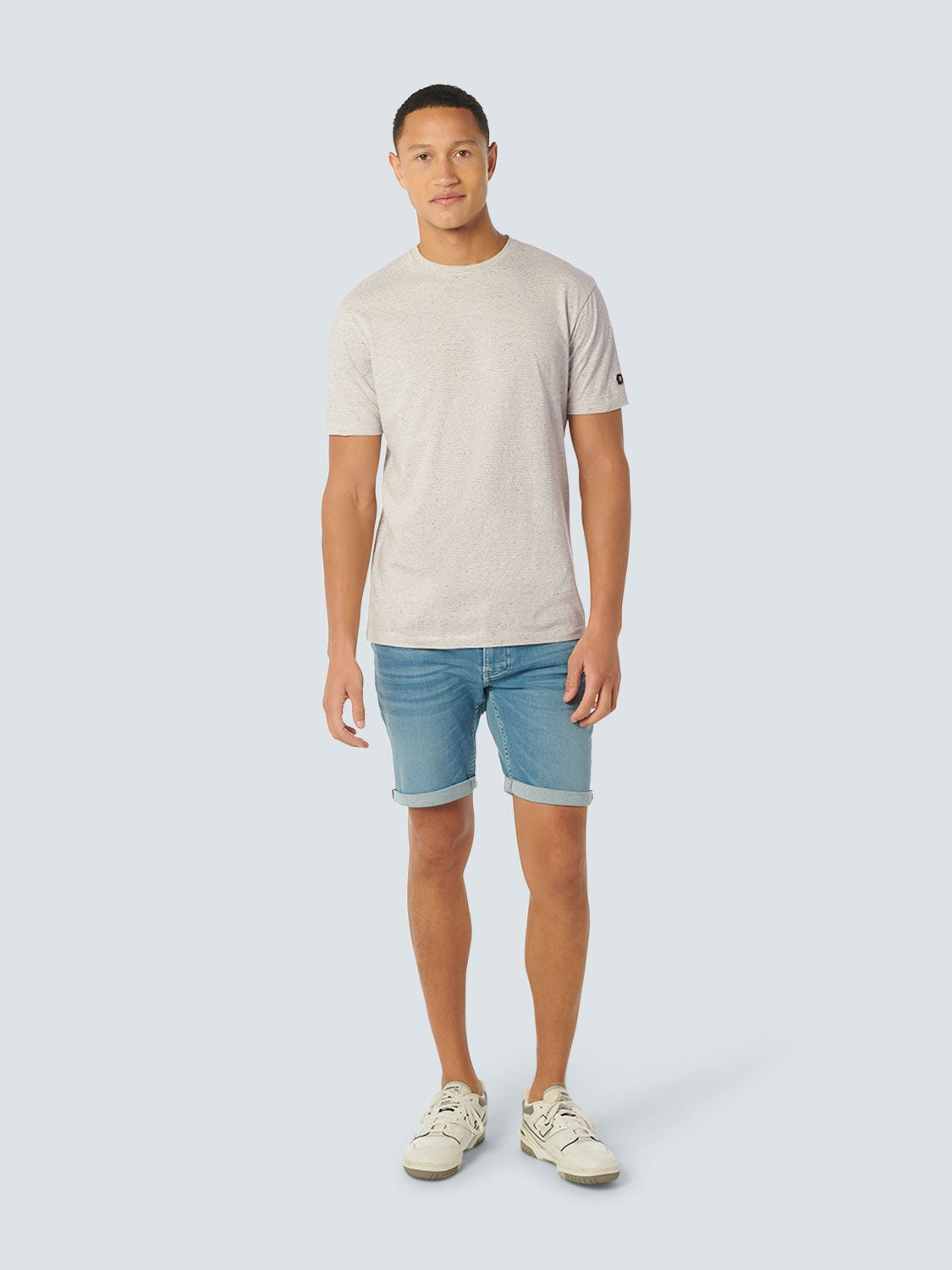 T-Shirt Crewneck Melange With Stripes | Cream