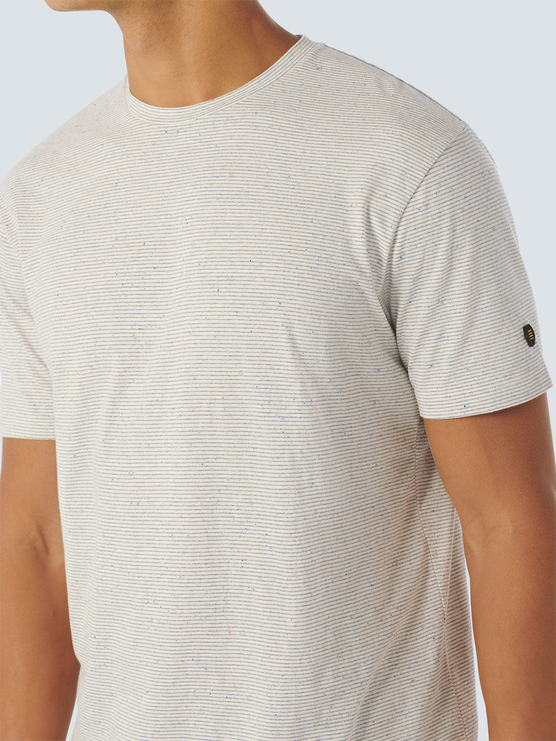 T-Shirt Crewneck Melange With Stripes | Cream