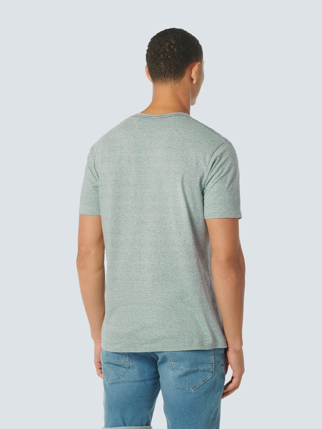 T-Shirt Crewneck Melange With Stripes | Mint