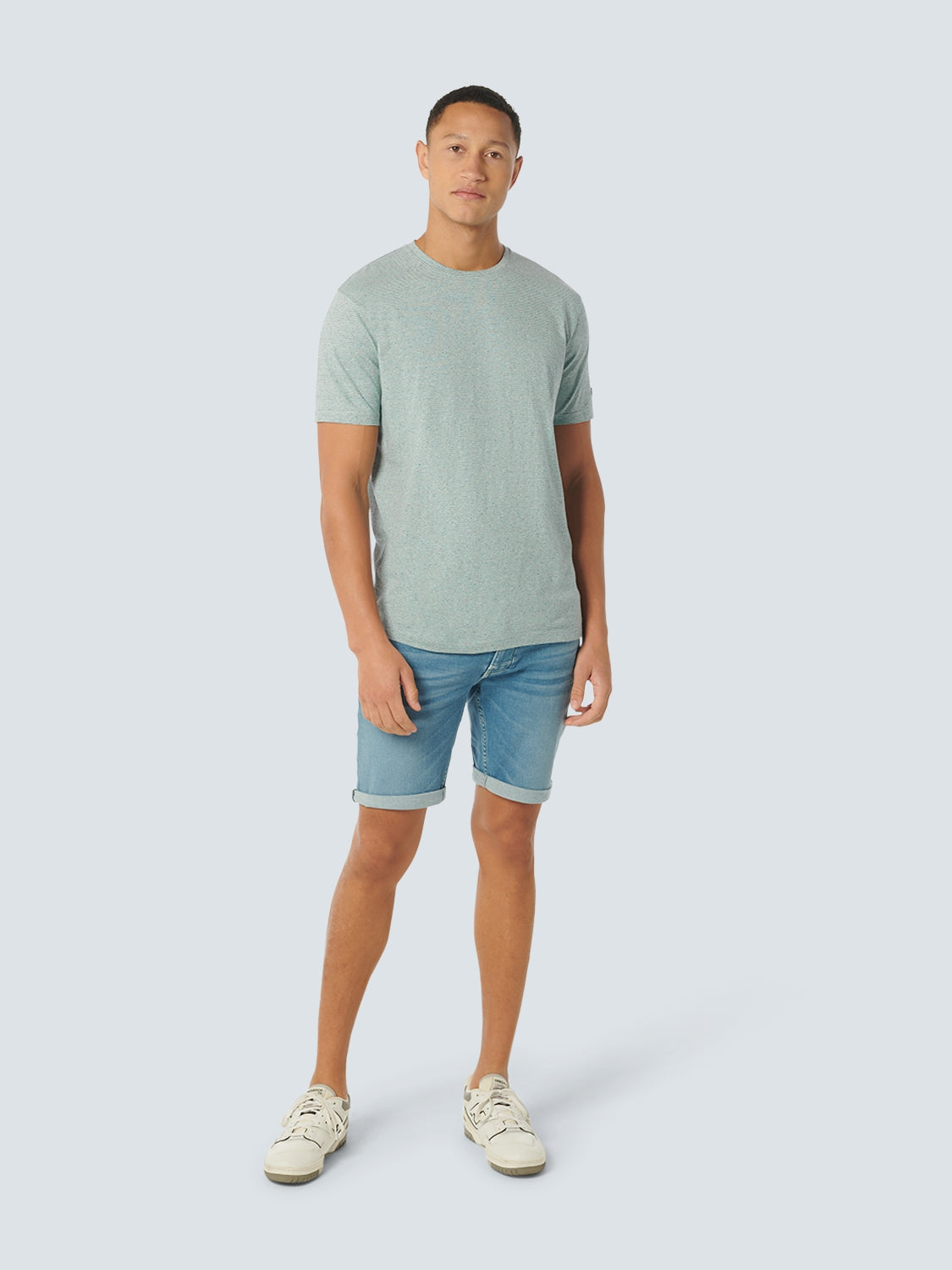 T-Shirt Crewneck Melange With Stripes | Mint